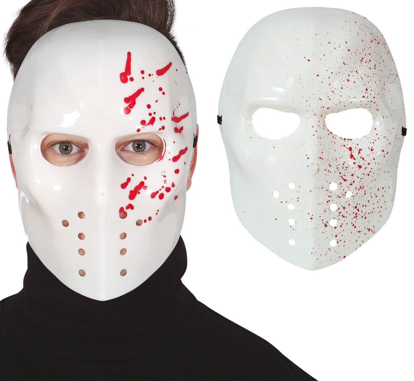 WHITE BLOODY PVC HOCKEY MASK