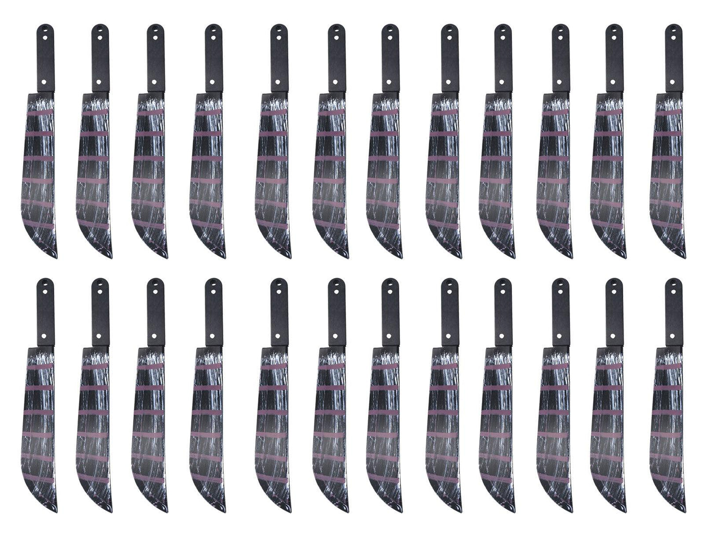 24x Realistic Bloodied Machete Weapon Black Plastic - 50 cm Halloween Horror Killer Fancy Dress Party Costume Props - Labreeze