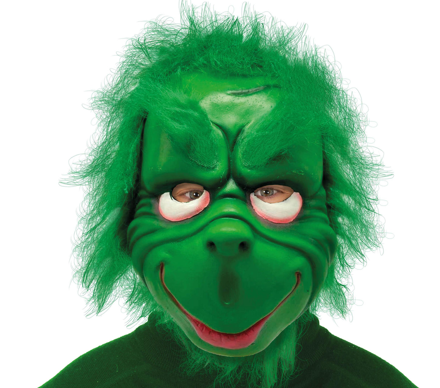 GRUMPY GREEN ELF MASK WITH HAIR, LATEX