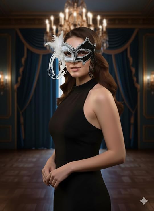 labreeze Black and White Masquerade Mask with Tassels – Adult NYE Party Accessory