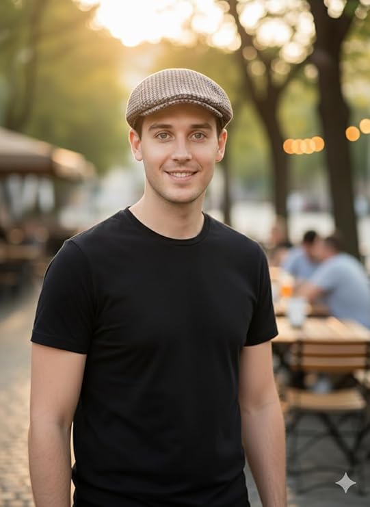 labreeze Brown Tweed Flat Cap – Adult Classic Peaky Style Hat