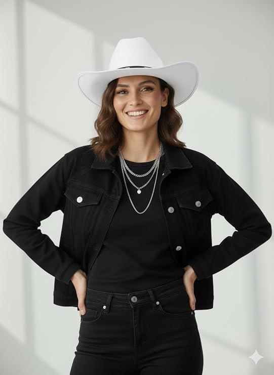 labreeze White Studded Cowboy Hat – Adult Western Party Hat