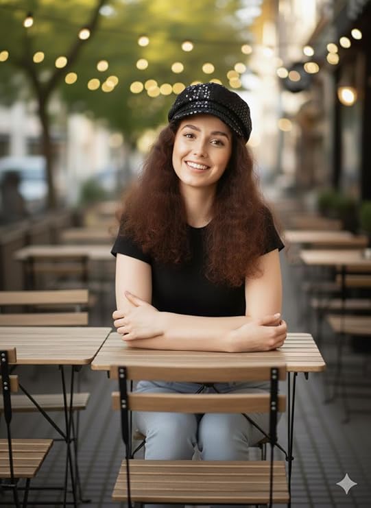 labreeze Black Sequin Newsboy Cap – 70’s Disco Style Adult Costume Accessory Hat, One Size