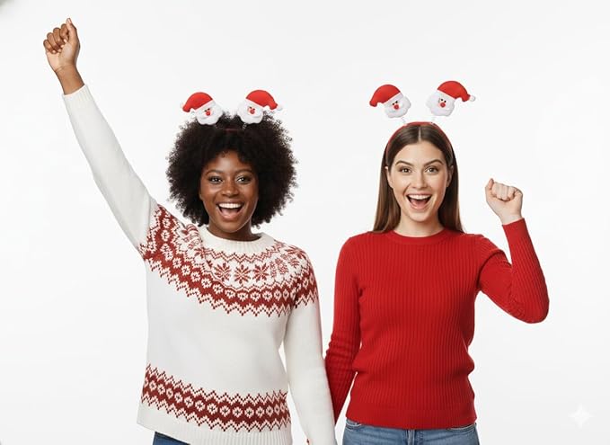 labreeze Christmas Santa Head Bopper Headbands – Festive Party Accessory, Set of 2