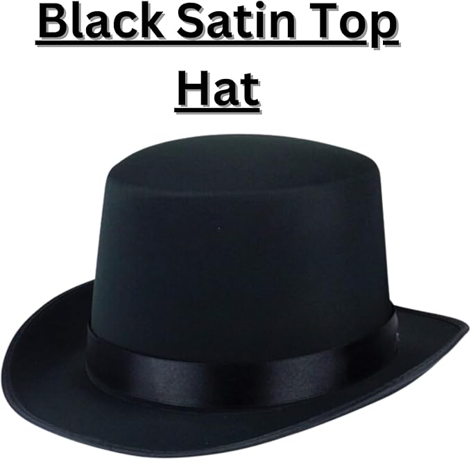 labreeze Kids Black Satin Top Hat – Set of 2 | Classic Dress-Up & Costume Accessory