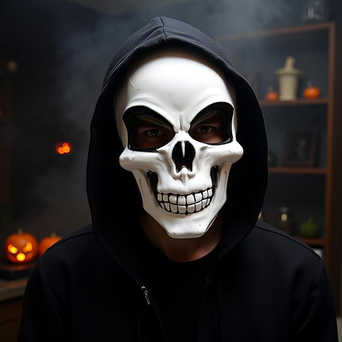 labreeze Set of 12 Adults White Skeleton Masks – Skull Face Halloween Scary Horror Fancy Dress Costume Masks