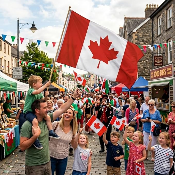 Canada Flag 5ft x 3ft – Canadian Polyester National Flag with Metal Eyelets & Double Stitched Seams - Labreeze Ltd