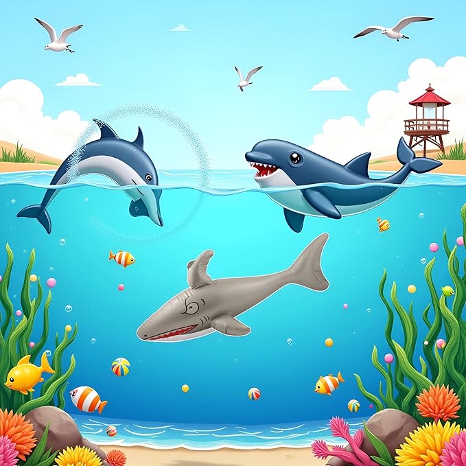 Inflatable Shark Toy (90cm) – Blow-Up Pool Party Prop for Kids, Beach Fun, Ocean-Themed Birthday Decorations, Summer Events, Photo Booths & Outdoor Play Activities