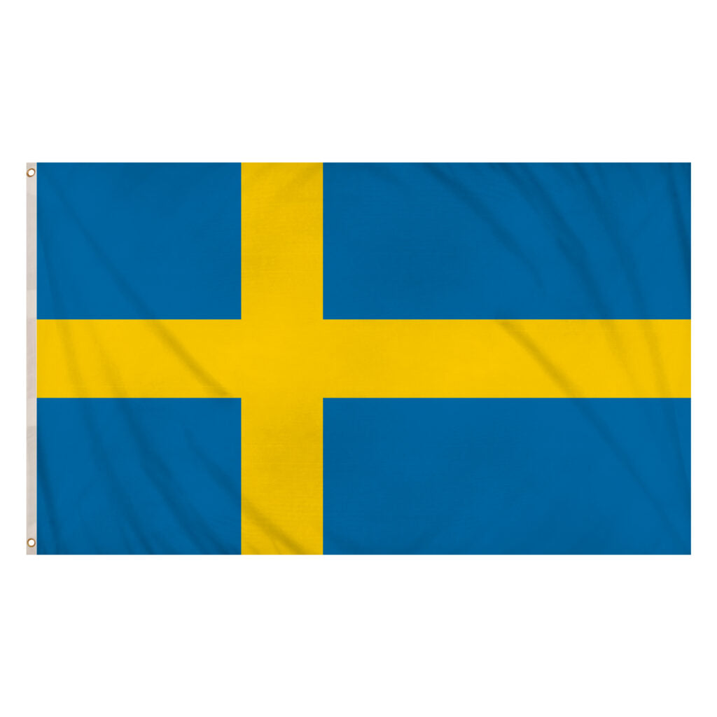 labreeze Sweden Flag 5ft x 3ft – Blue & Yellow Nordic Cross Polyester Flag - Labreeze Ltd