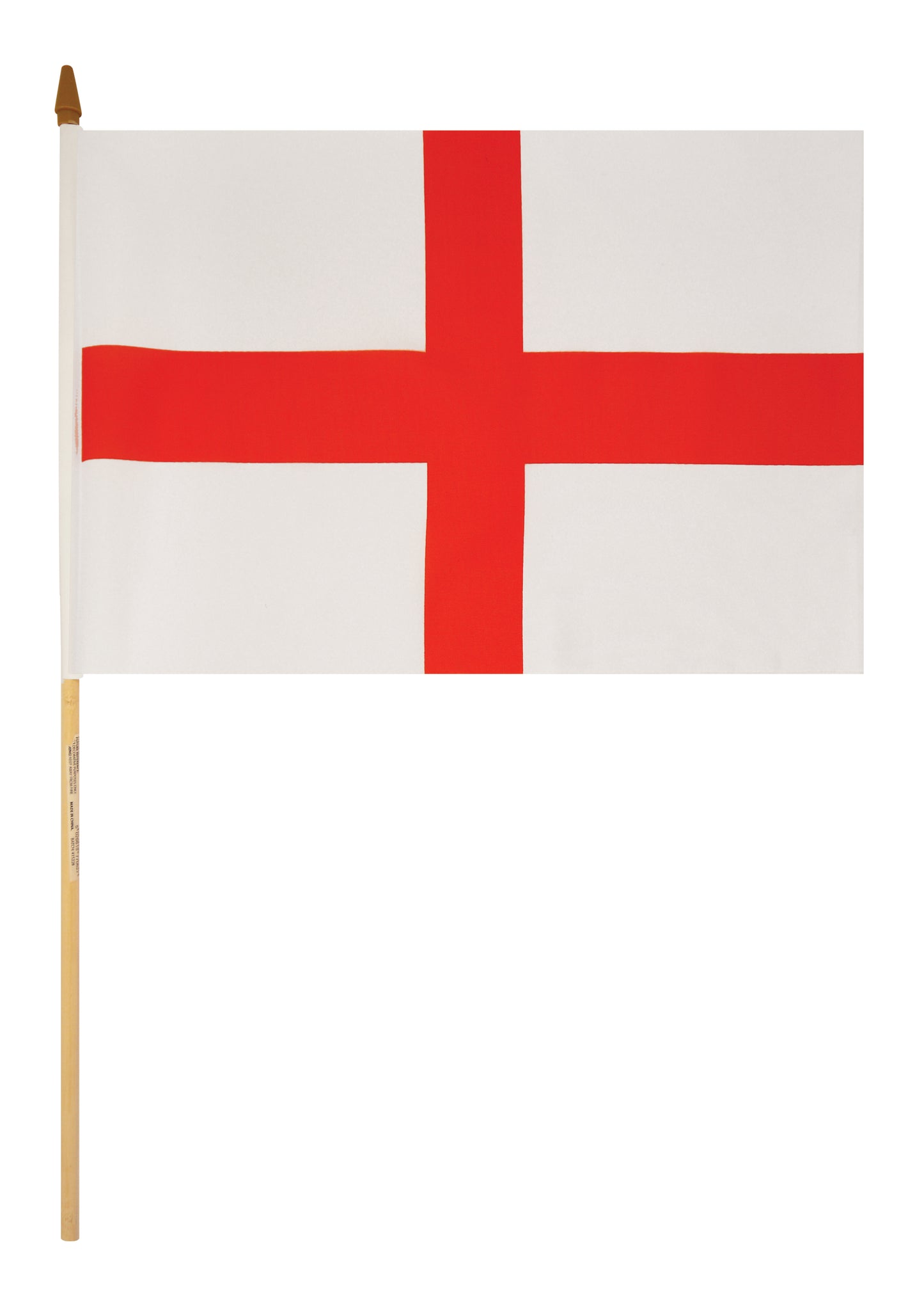 St George's Cross hand flag 45cm x 30cm with wooden stick