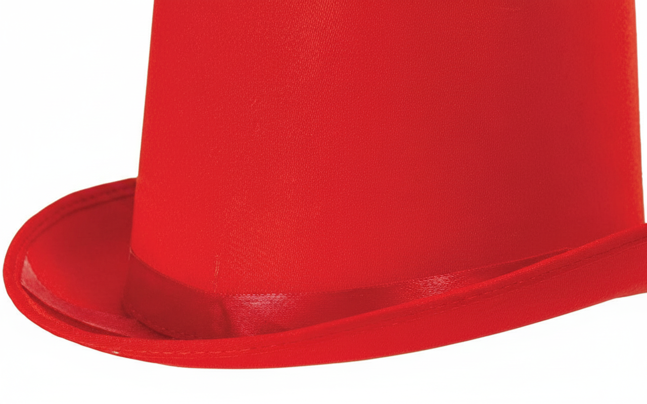 Adults Satin Red Top Hat with Ribbon – Fancy Dress Party Hat