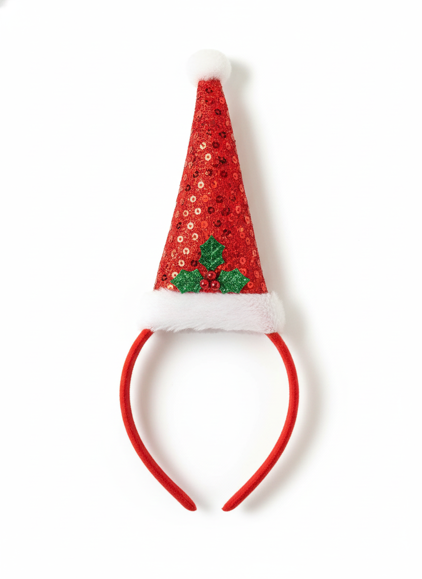 labreeze Pack of 5 Mini Santa Hat Headbands for Women – Christmas Hair Accessories for Festive Parties