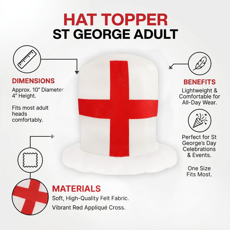 England St George's Cross top hat - detail view