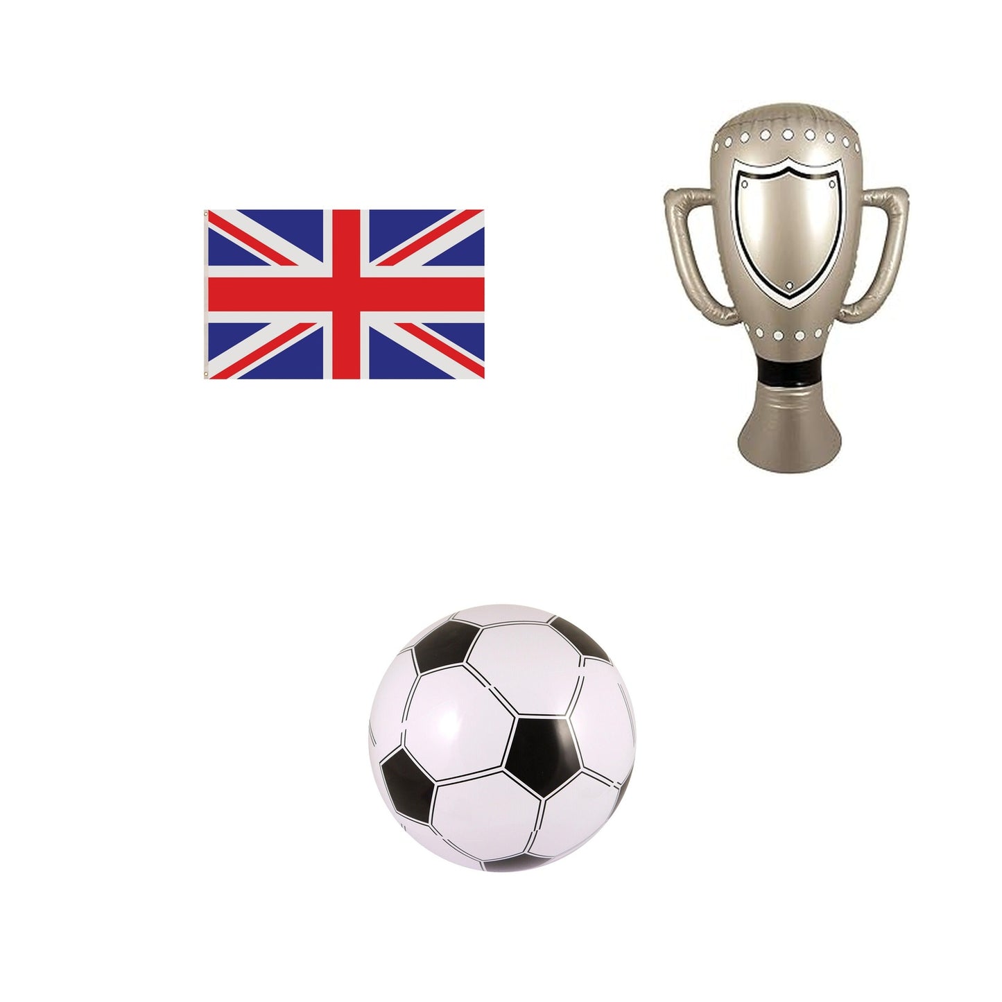 United Kingdom football fan set with flag inflatable trophy and football