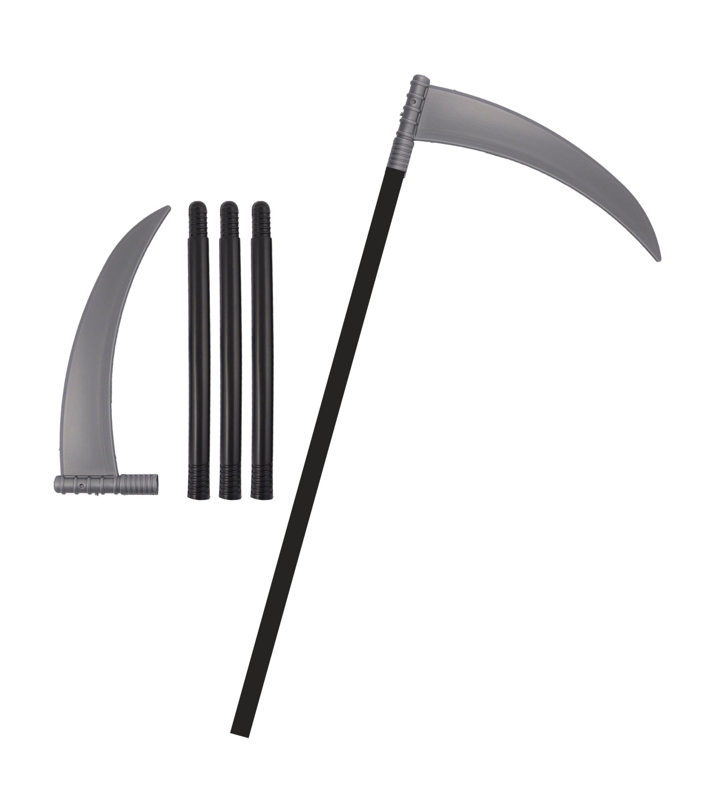 Horror Style Costume Set: Hockey Face Mask and White Plastic Fake Grim Reaper Scythe