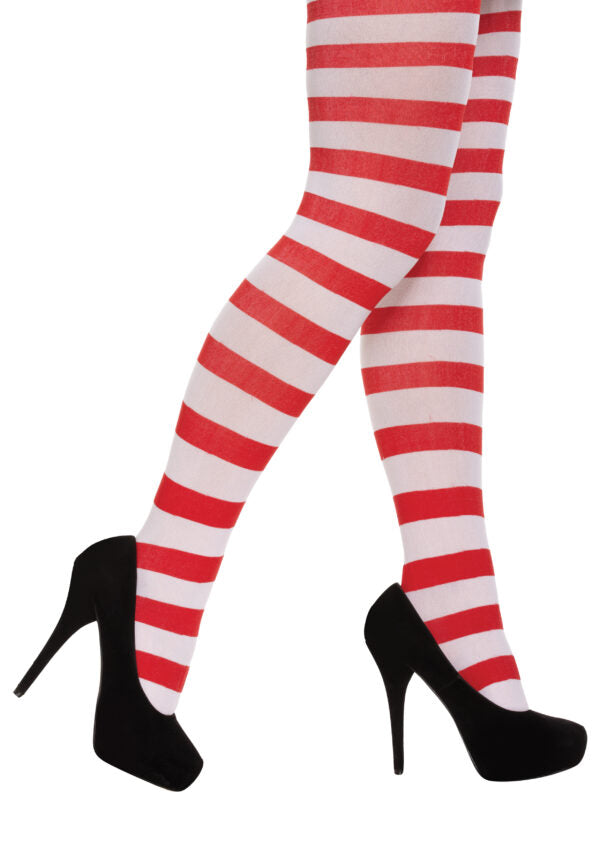 Labreeze Deluxe Adult Christmas Accessory Set – Red & White Striped Tights, Santa Hat & Merry Christmas Glasses (3-Piece Festive Bundle)
