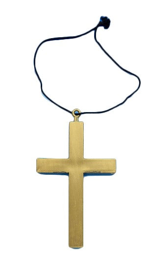 Unisex Monks Cross Gold with Black Necklace Halloween Nun Fancy Dress Accessory