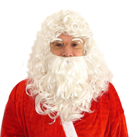 Santa Wig with Beard and Eyebrows - Realistic Christmas Costume Accessory