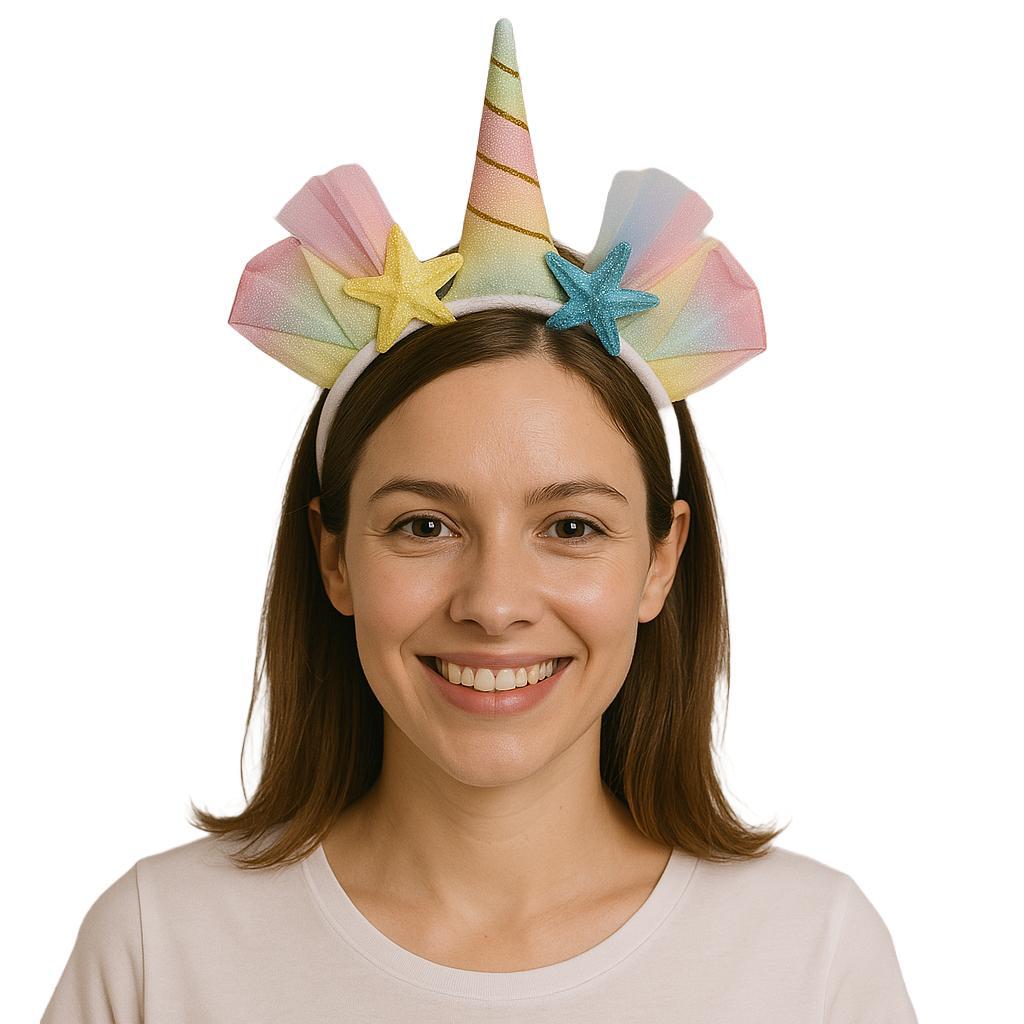 Pack of 8 – Pastel Unicorn Headbands for Adults – Sparkly Rainbow Horns with Floral Ears – Bulk Group Costume Accessories for Festivals, Parties & Cosplay