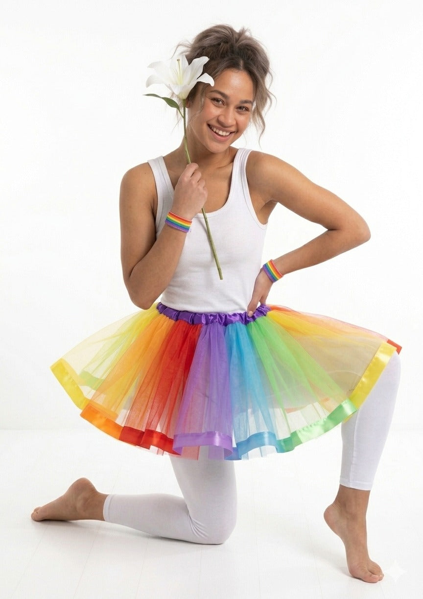 Rainbow Pride Tutu (Adult) – Multicolour Layered Festival & Fancy Dress Skirt - Labreeze Ltd