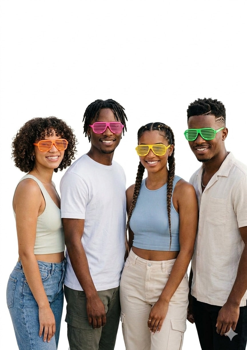 Shutter Neon Glasses for Adults – Assorted Colours Novelty Party & Festival Accessories