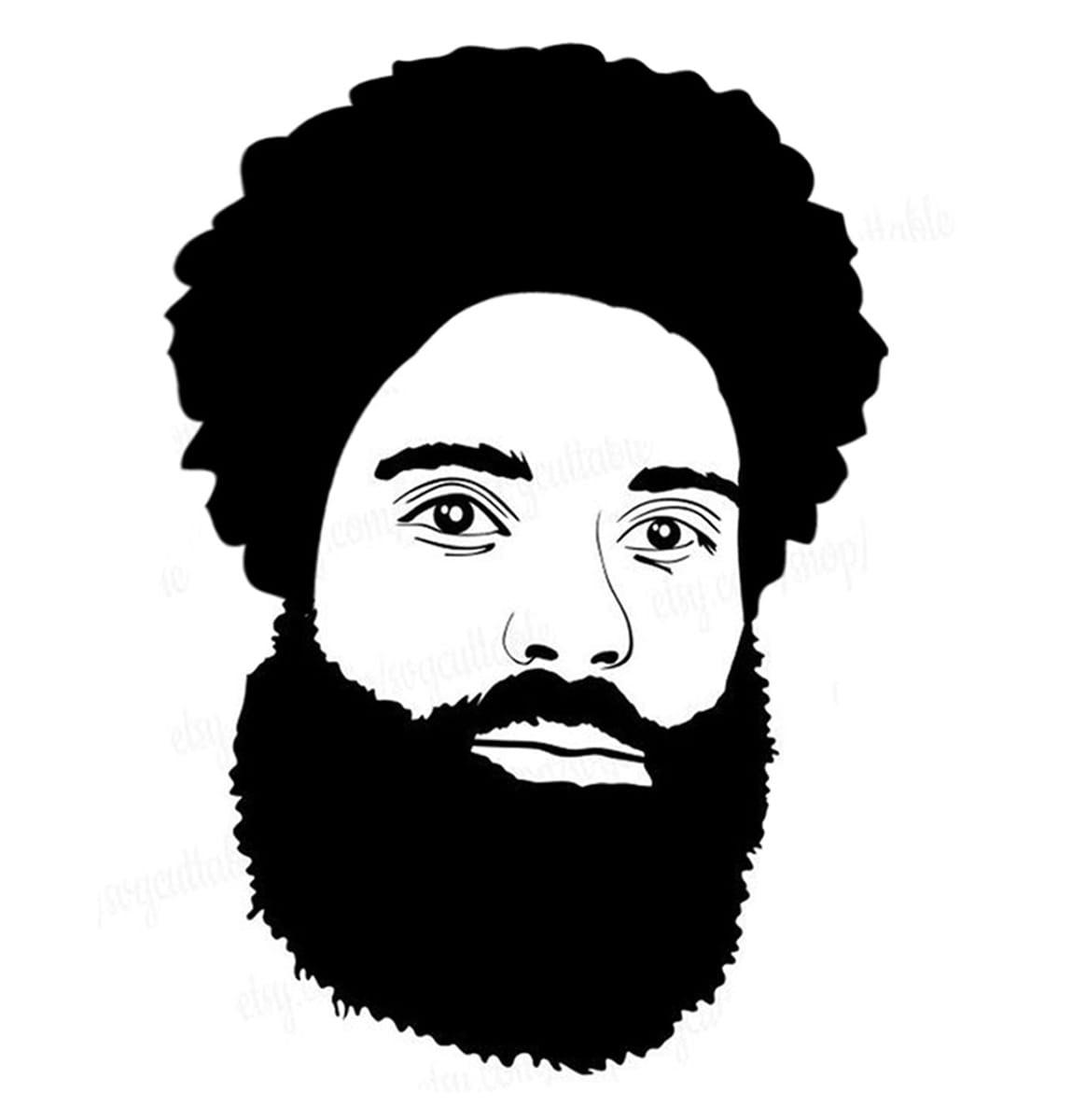 Black Afro Beard and Moustache Set Adults Men’s Fancy Dress Party Costume Accessory - Labreeze