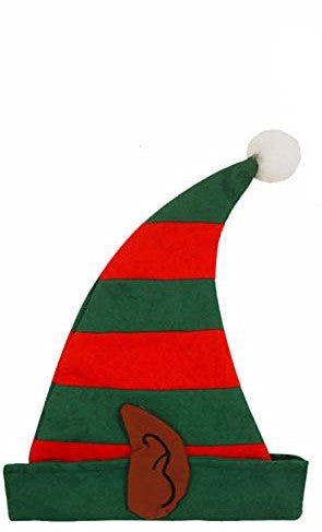 Ladies Christmas Miss Santa Helper Elf Hat with Ears & Red Green Scarf - Xmas Fancy Dress - Labreeze Ltd