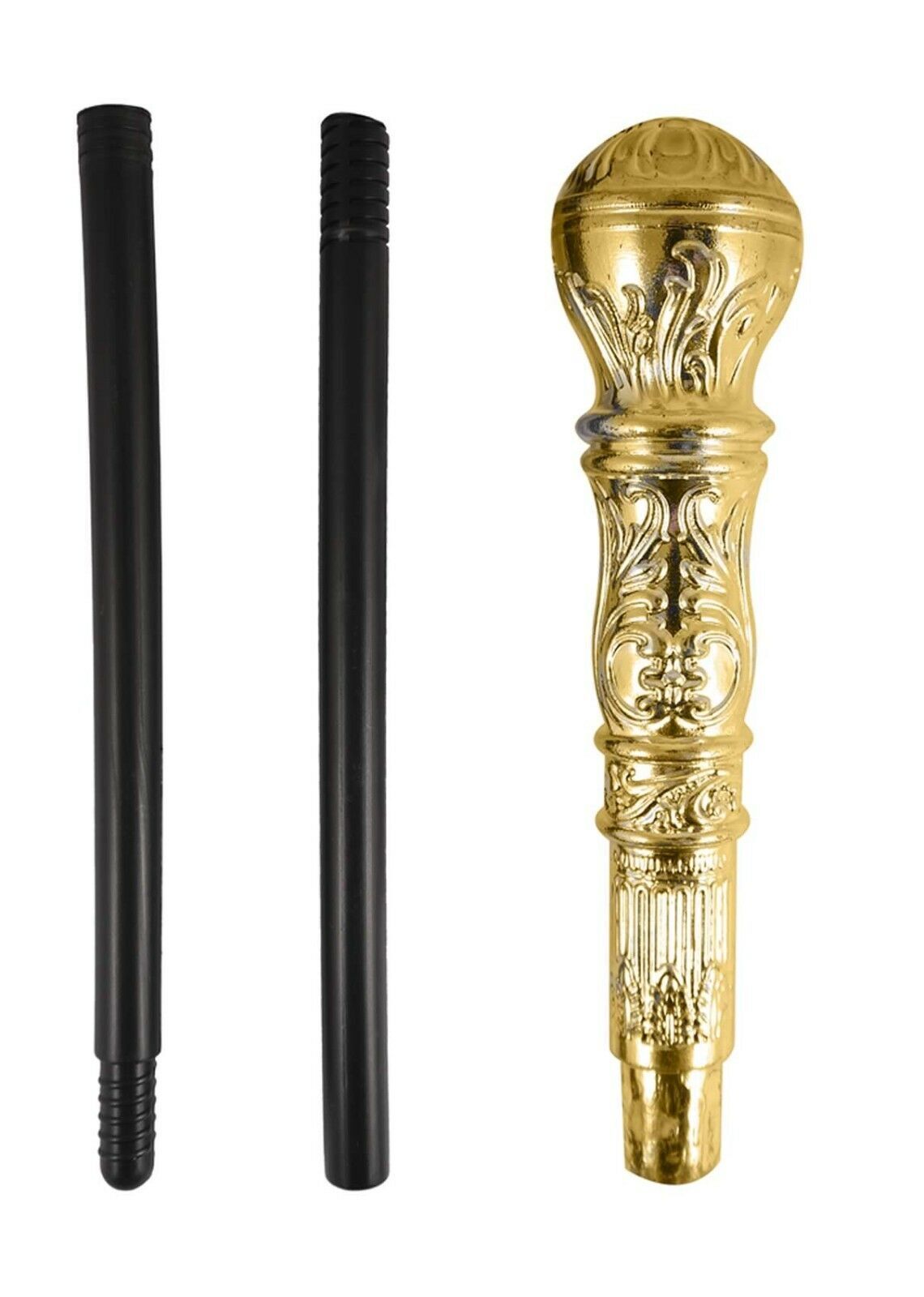 labreeze Black Sequin Gangster Hat with Matching Braces and Gold Pimp Stick – Adult Christmas Fancy Dress Accessory Set
