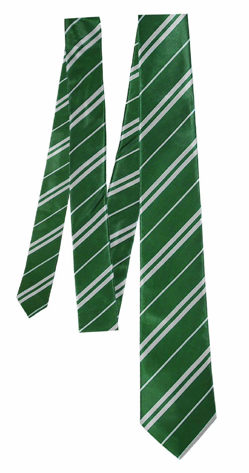 Adults Evil School Wizard Green White Striped Necktie Tie - Fancy Dress Accessory - Labreeze