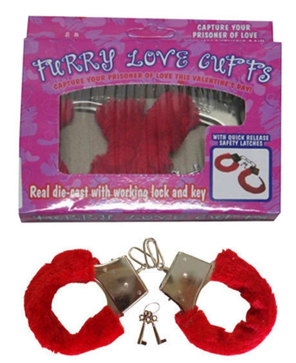 Adults Furry Fluffy Handcuffs with Keys Hen Stag Do Party Play Toy Accessory - Labreeze