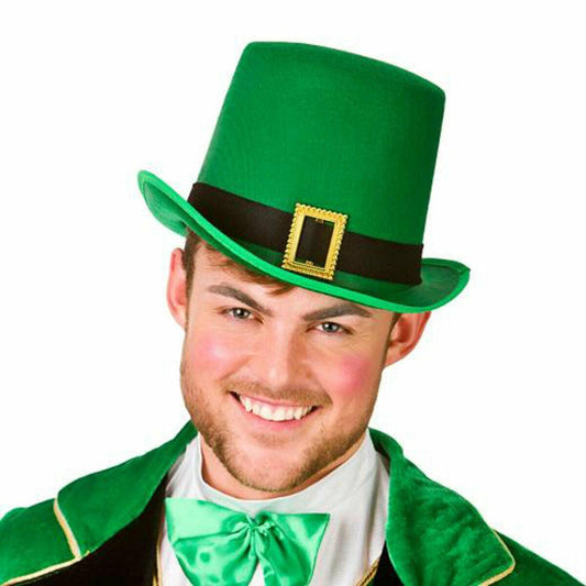 Adults Green Irish Leprechaun Top Hat St Patrick’s Day Fancy Dress Topper Hat - Labreeze