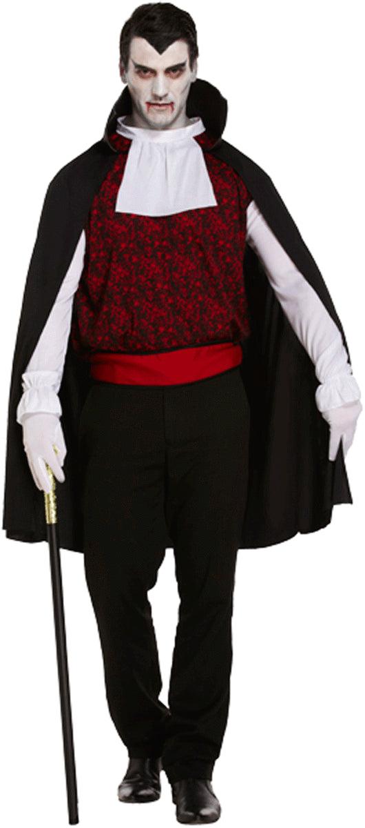 Adults Vampire male Cape Shirt and belt Halloween Fancy dress Outfit - Labreeze