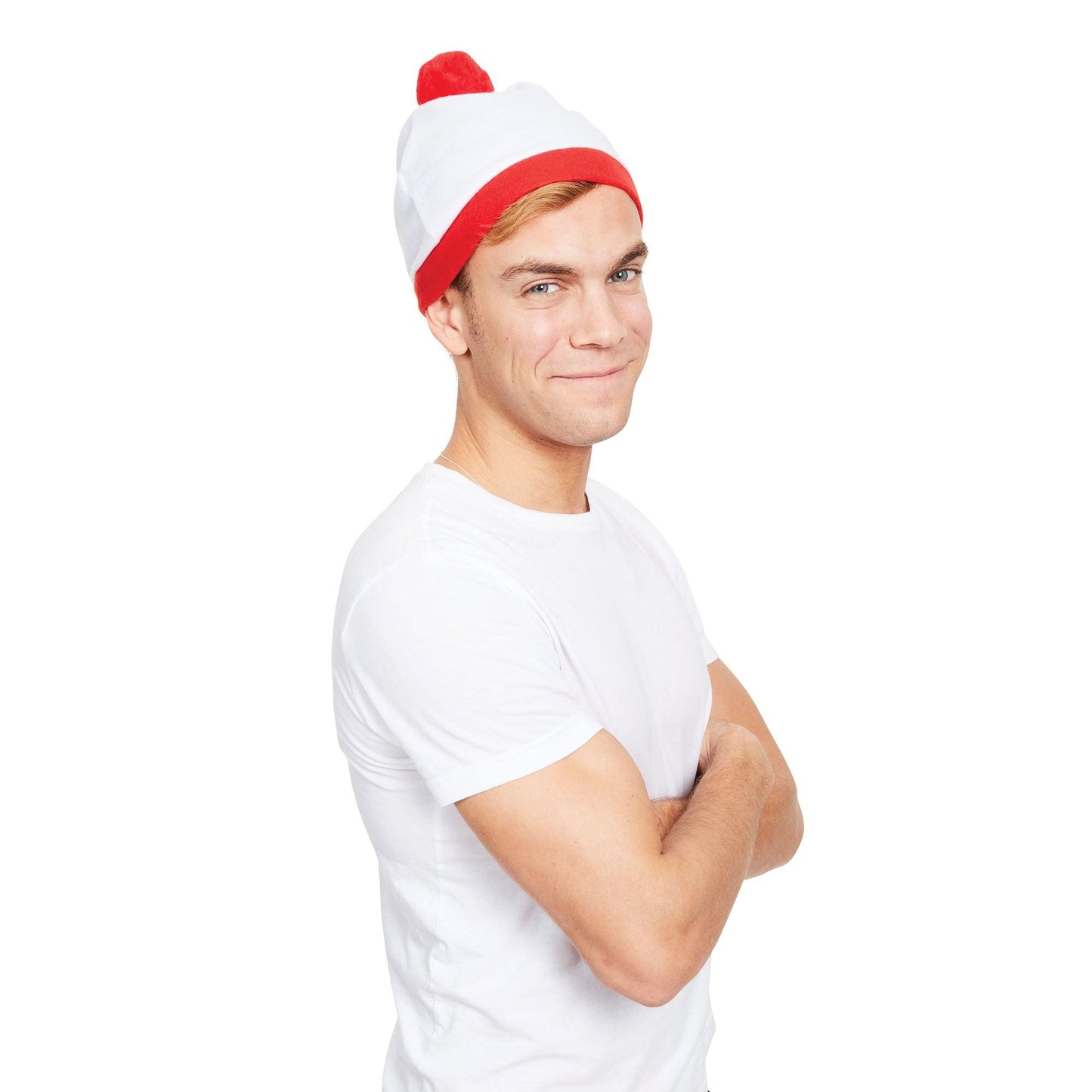 Bobble Hat White + Red Pom Pom - Labreeze
