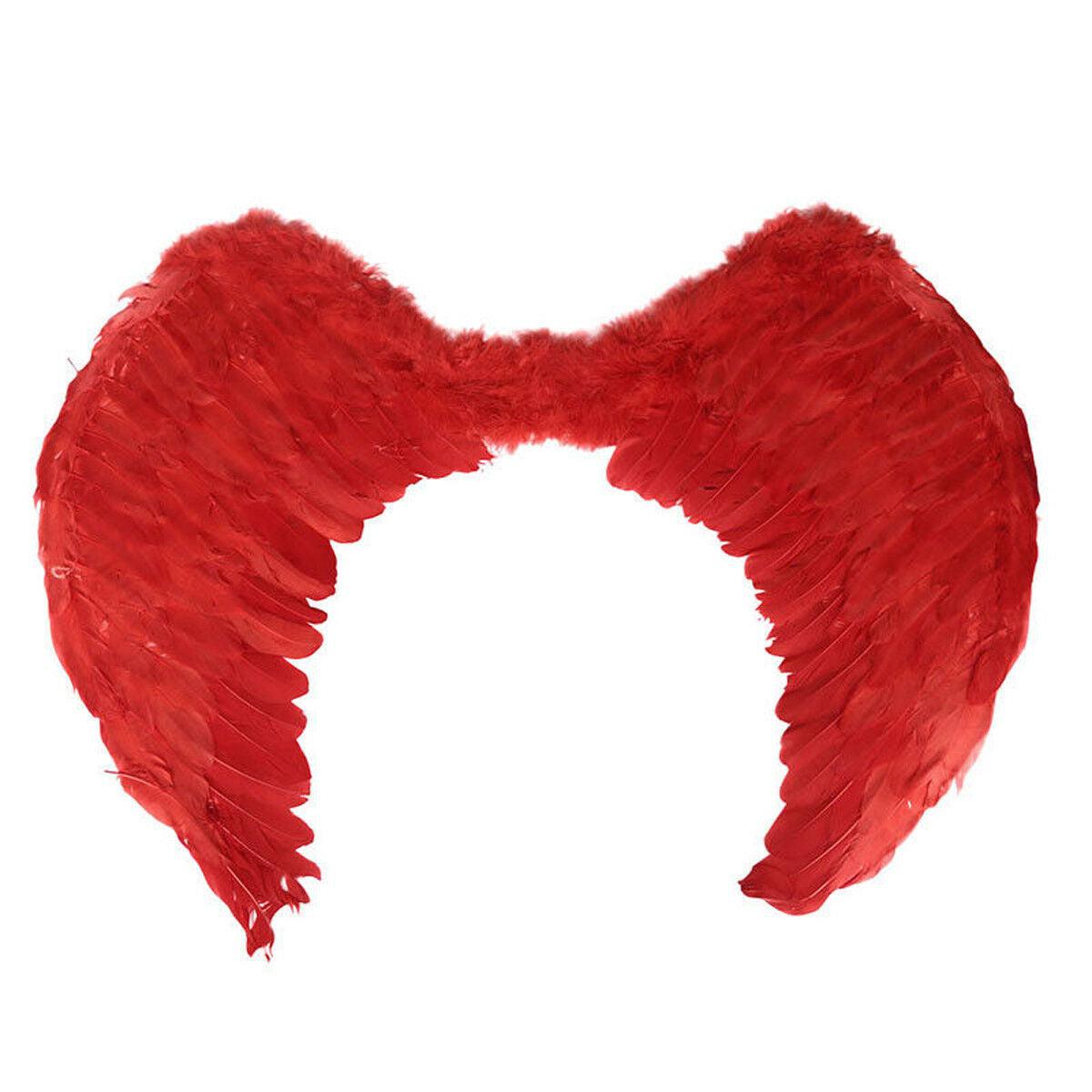 Deluxe Large Red Real Feather Wings Womens Ladies Fancy Dress Party Costume - Labreeze