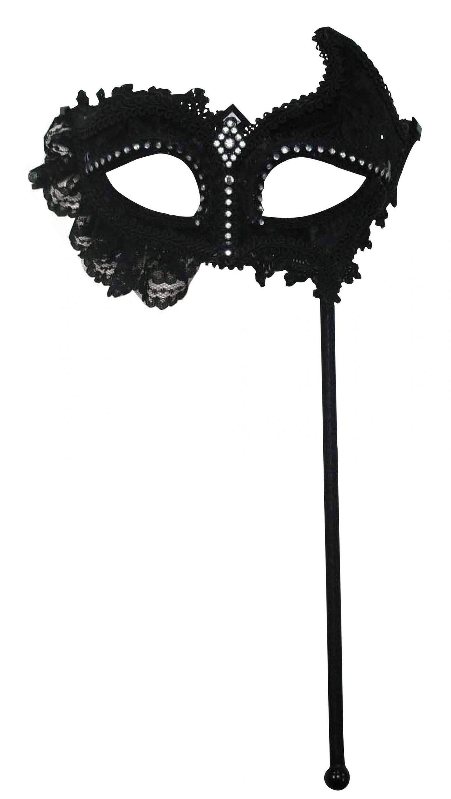 Elegant Black Eye Mask with a lace on adult costume fancy accessory - Labreeze