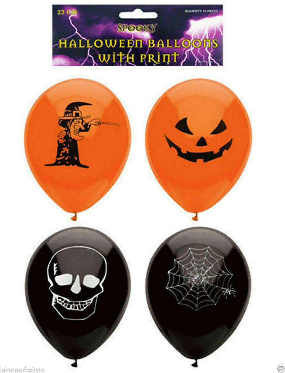 Halloween Balloons Printed - Set of 15 Assorted Halloween Scary Spooky Party Decorations - Labreeze