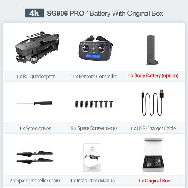 In stock ZLRC SG906 Pro 2.4G WIFI FPV With 4K HD Camera 2-A&xis Gimbal Optical Flow Positioning Brushless RC Drones Quadcopter - Labreeze
