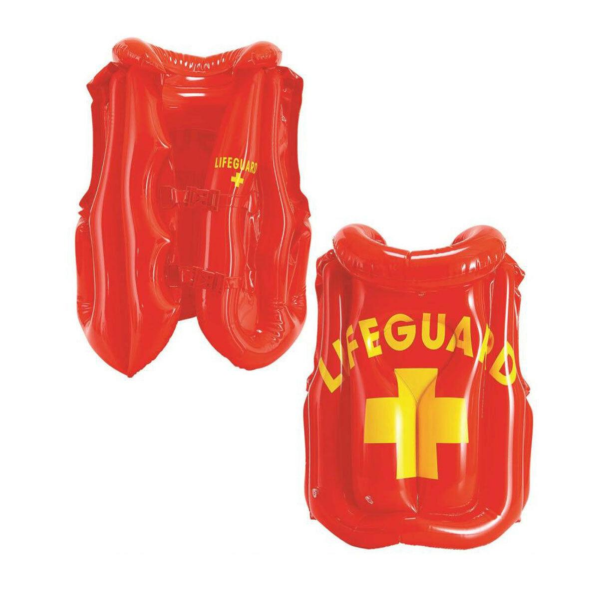Inflatable Plastic Red Lifeguard Vest Baywatch Beach Party Blow Up Prop - Labreeze