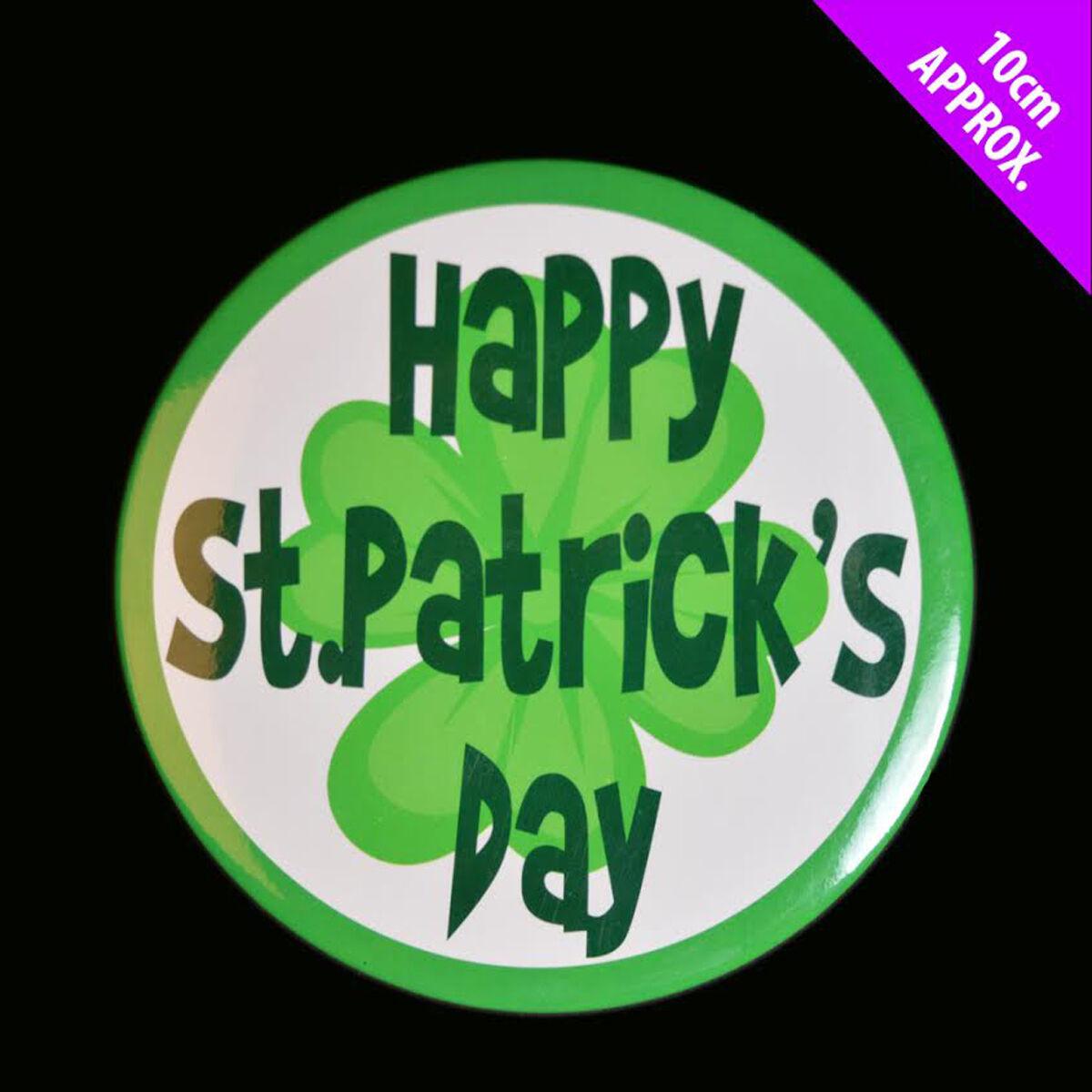 IRISH GIANT ST PATRICKS DAY GREEN BADGE ROSETTE 10CM FANCY DRESS ACCESSORY - Labreeze