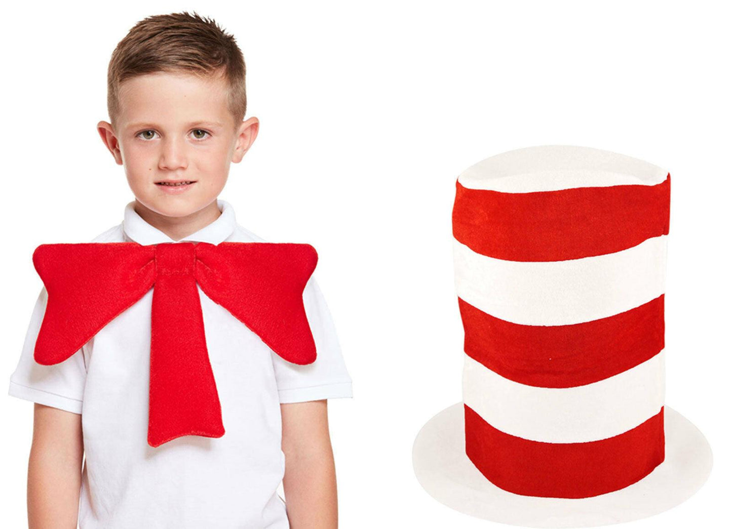 Kids Child Cat in Hat Gloves & Bow Tie Book Week Fancy Dress Accessories - Labreeze