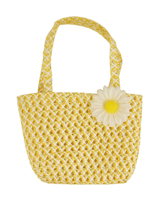 Kids Easter Yellow Bag with Flower Girls Easter Fancy Dress Party Accessory Bag - Labreeze