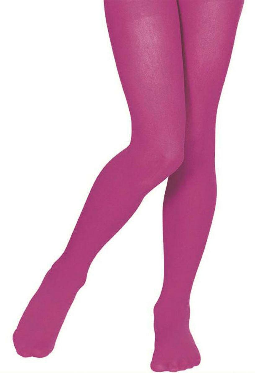 Kids Girls Opaque Neon Colour Plain Tights Stretchy Dance Wear Pantyhose - Labreeze