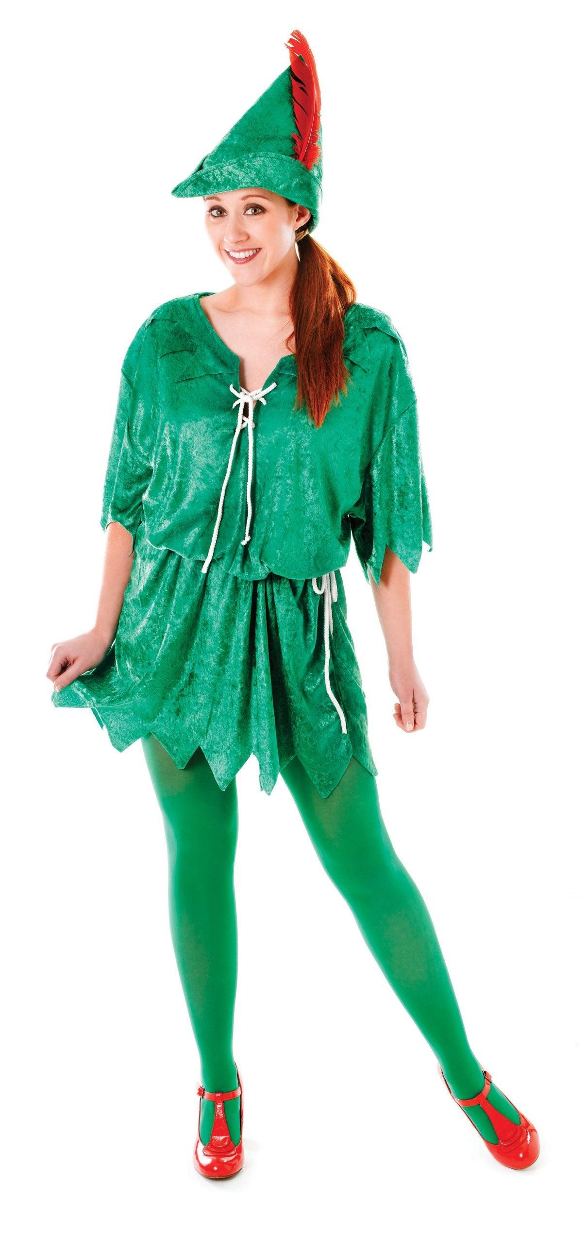 Ladies Fancy Dress Peter Pan Costume Fairytale Pixie Fairy Panto 2 Sizes - Labreeze