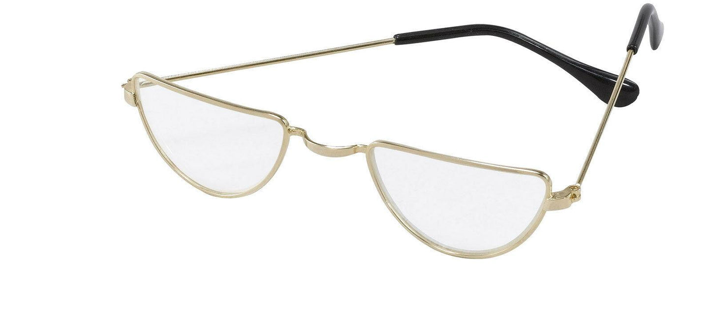 Ladies Girls Half Moon Gold Granny Santa Glasses Fancy Outfit Accessory - Labreeze