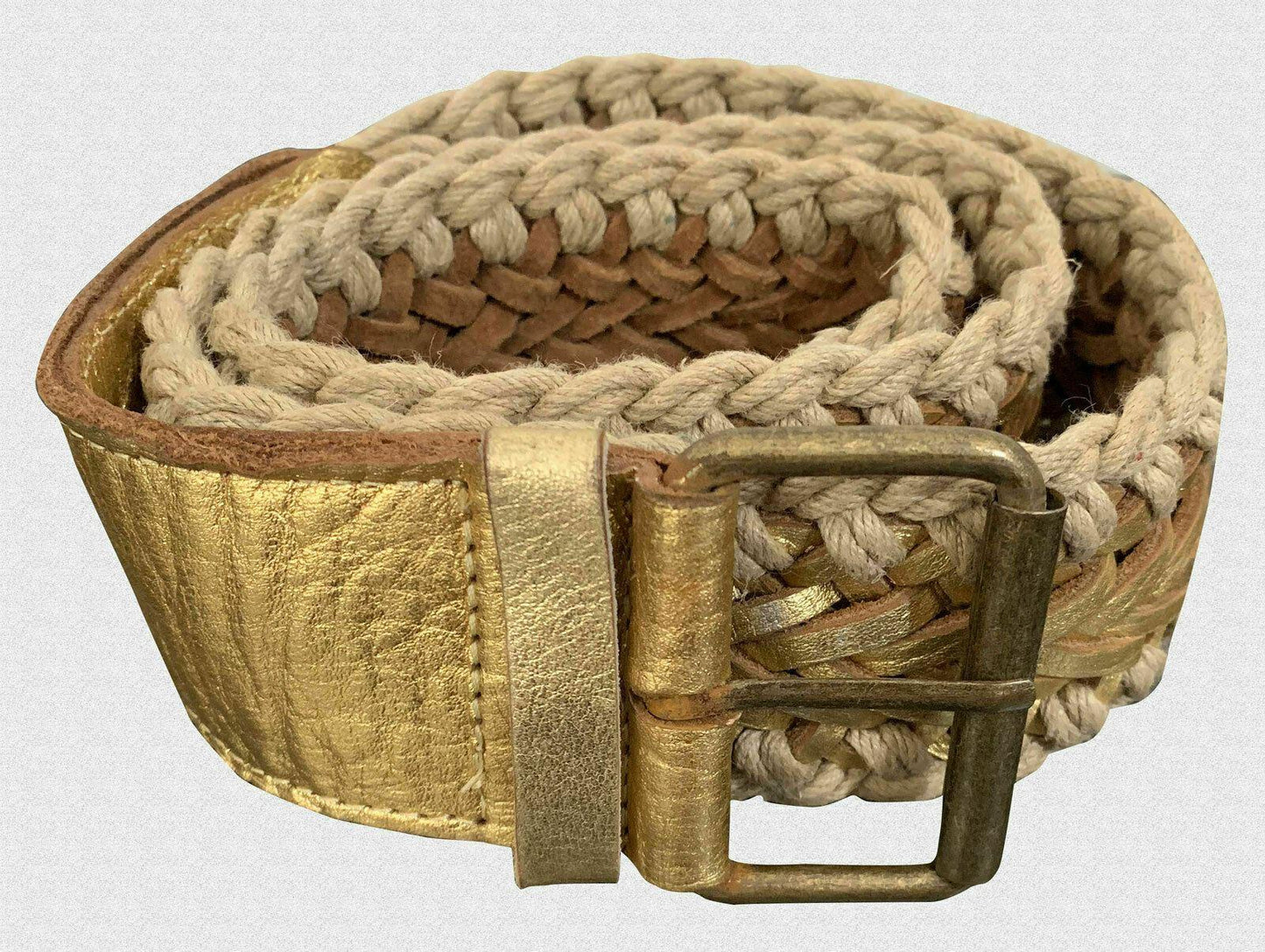 Ladies Moroccan Handmade Gold Leather Belt with Rope Style - Labreeze