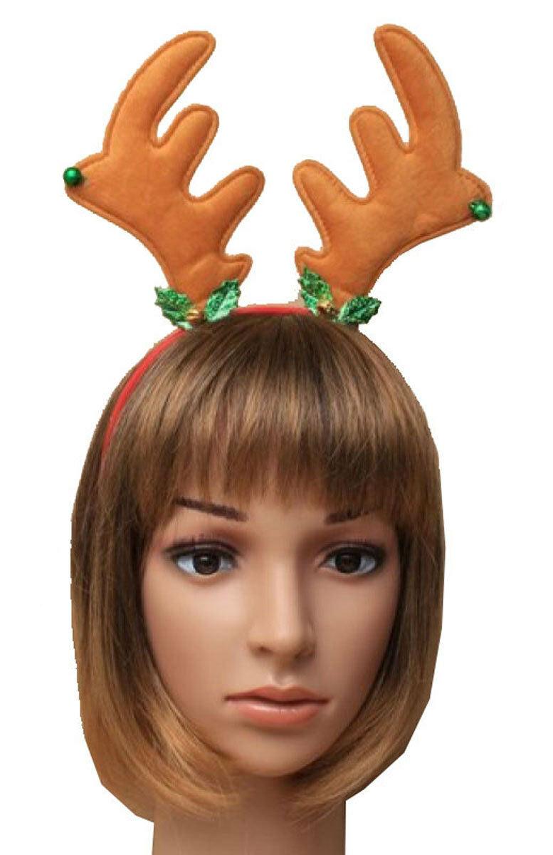 Ladies Reindeer Christmas Alice band with Holly and Bells Xmas Party Headband - Labreeze