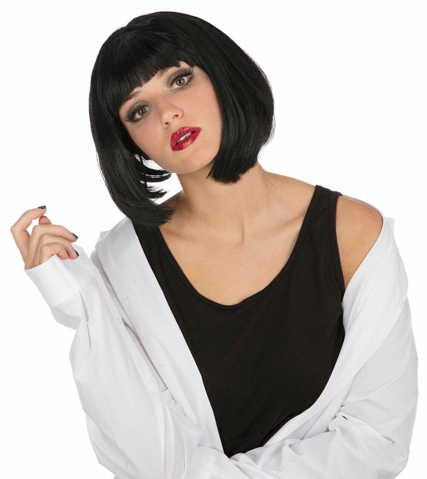 Ladies Short Black Mia Wig Halloween Spooky Scary Fancy Dress Accessory - Labreeze