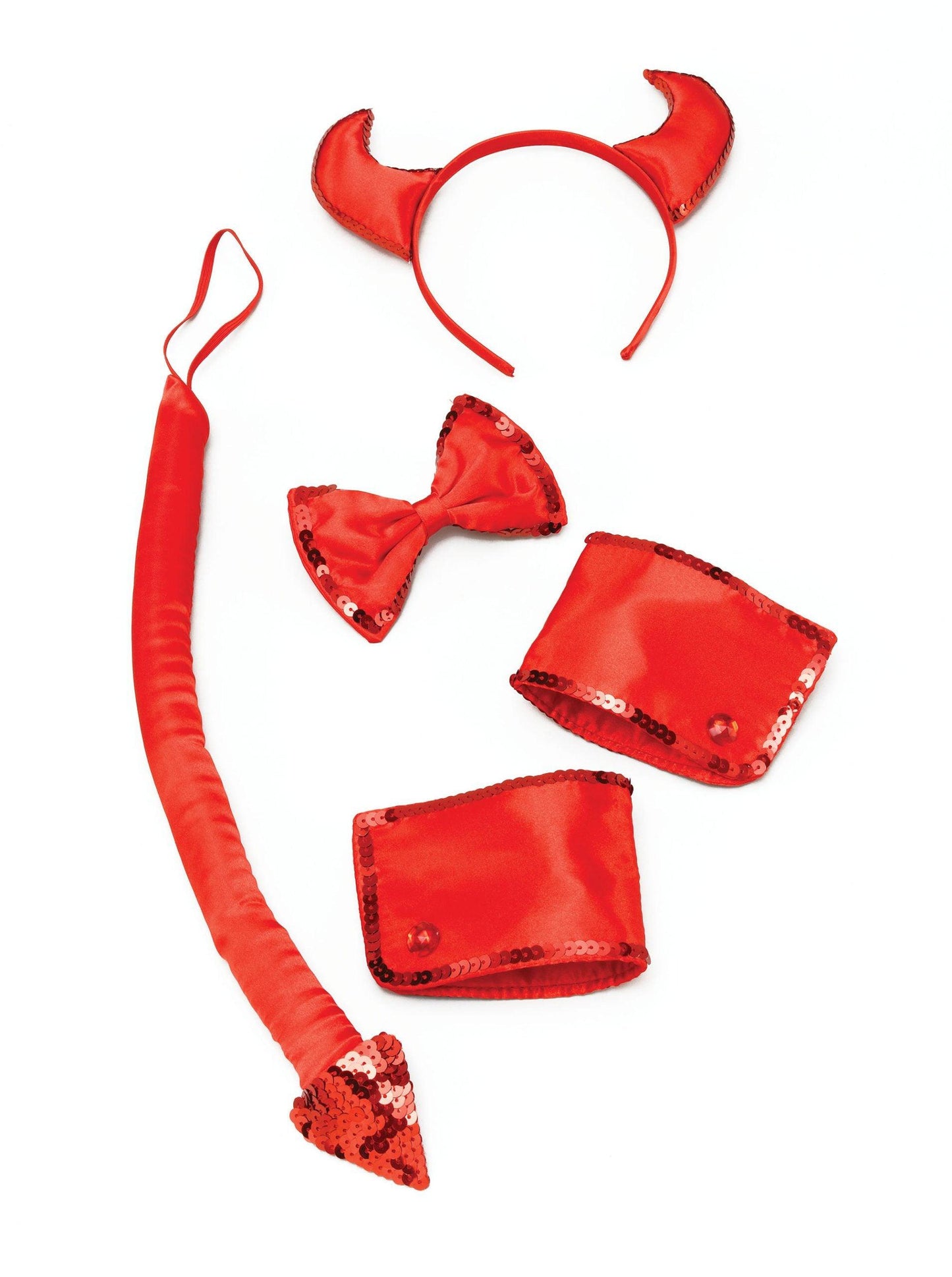 Lady Halloween Fancy Dress Night Party Red Horror Sequin Devil Set - Labreeze