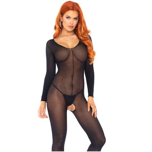 Leg Avenue Sheer Long Sleeves Bodystocking - Labreeze