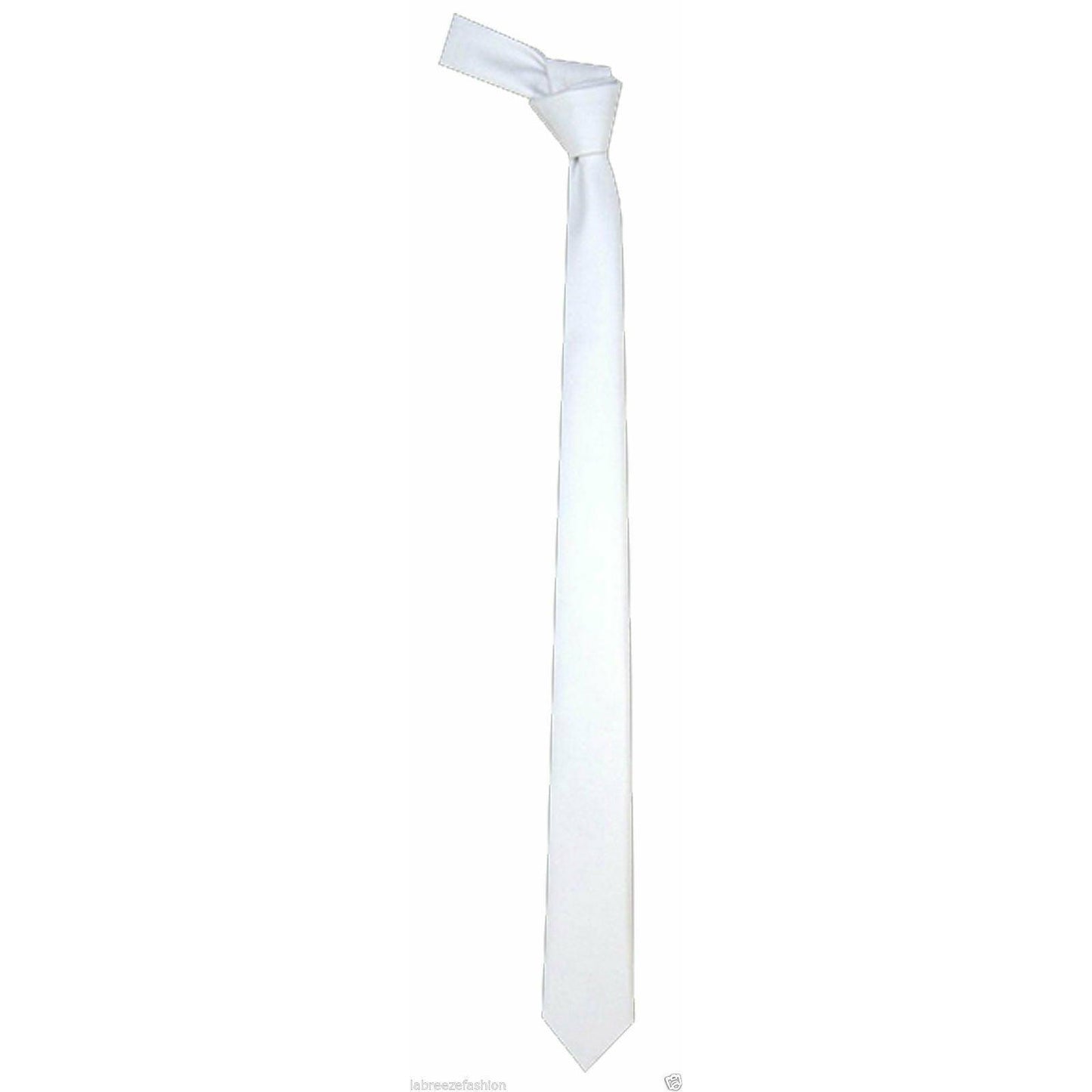 Men’s Boys Slim Skinny Solid Color Plain Satin Tie Necktie - Labreeze